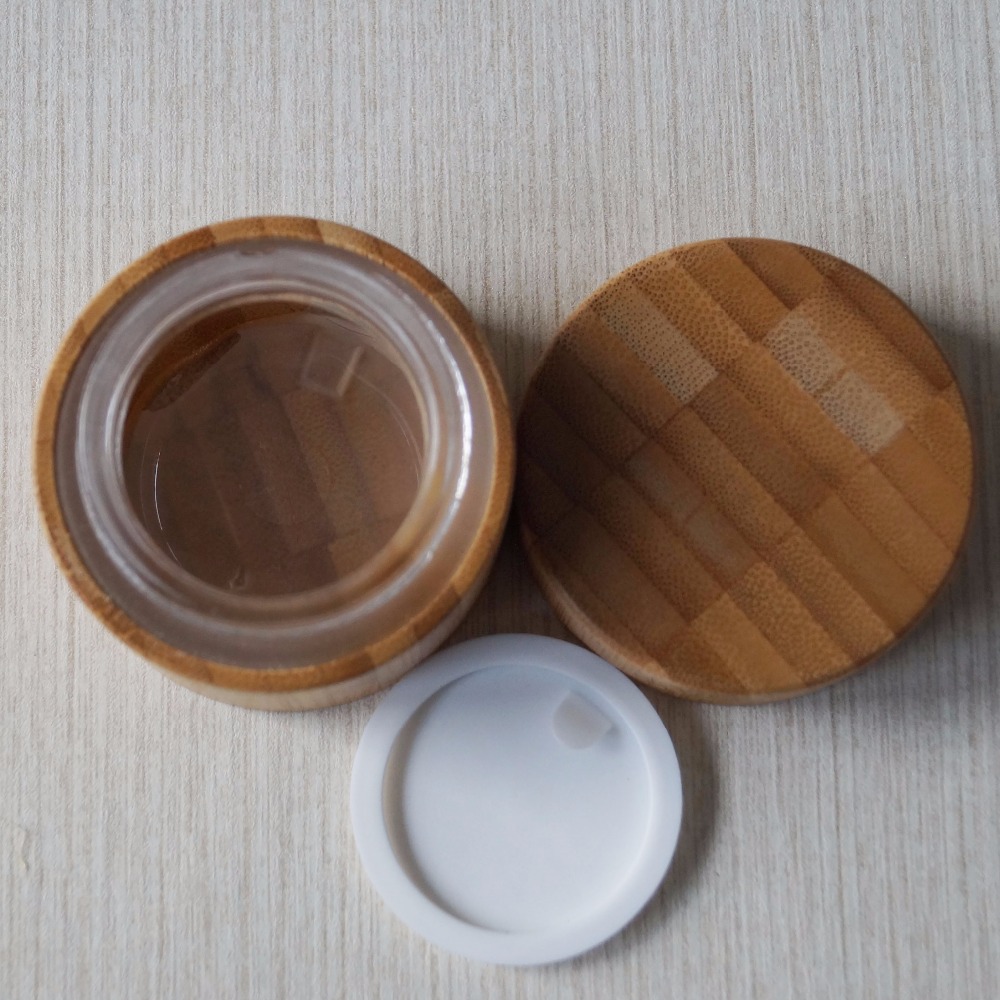 bamboo lid cosmetic jar seal lining glass 100ml 30ml 50ml 100ml Bamboo Jar Cream Empty Bamboo Cosmetic Jars