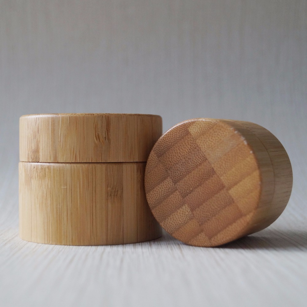 bamboo lid cosmetic jar seal lining glass 100ml 30ml 50ml 100ml Bamboo Jar Cream Empty Bamboo Cosmetic Jars