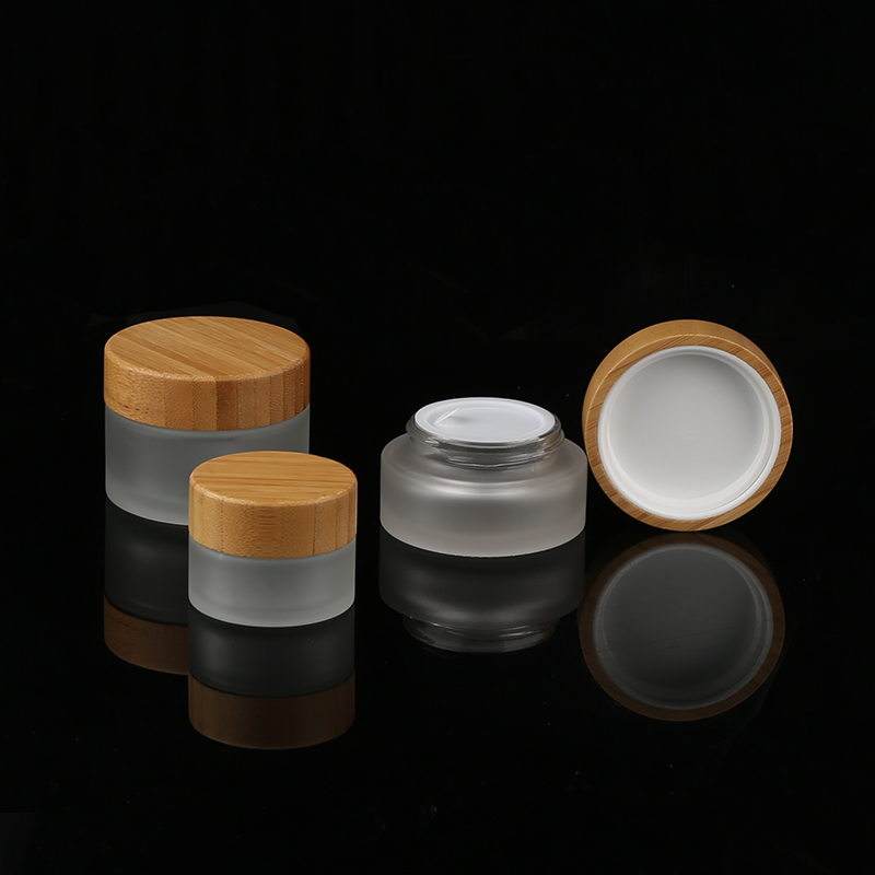 bamboo lid cosmetic jar with 50g round cream jar for cream