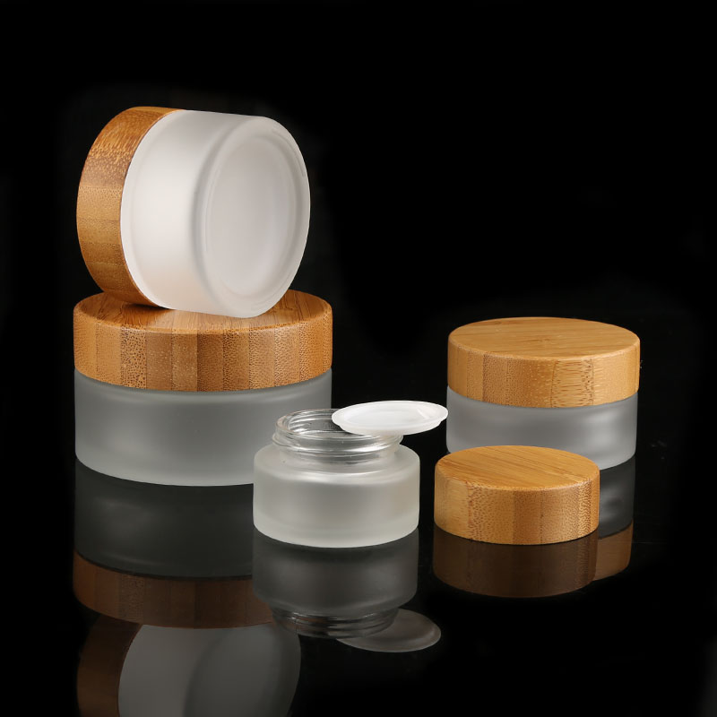 bamboo lid cosmetic jar with 5g round cream jar for cream