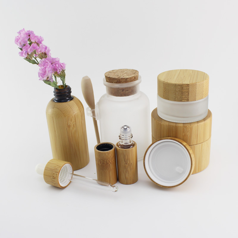 bamboo packaging cosmetic bottle bamboo essential oil roller bottle