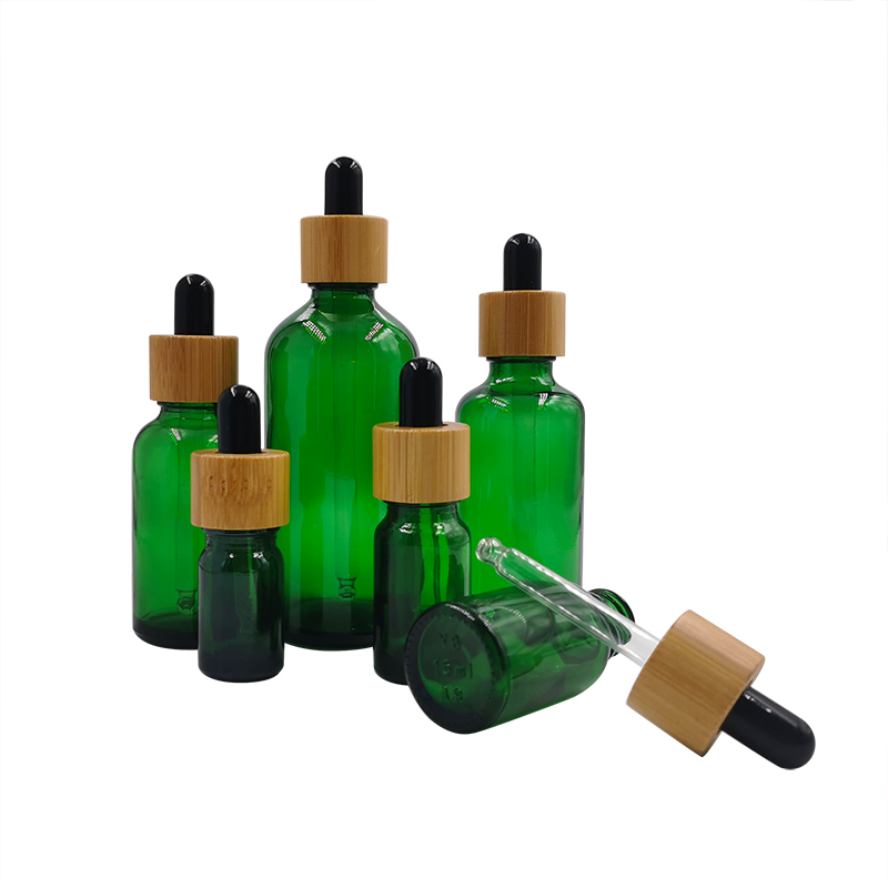 bamboo packaging cosmetics 15ml 30ml 60ml 100ml glass toner bottle with wood dropper cap