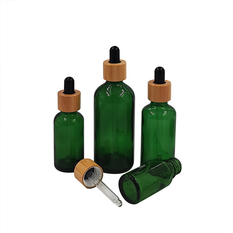 bamboo packaging cosmetics 15ml 30ml 60ml 100ml glass toner bottle with wood dropper cap