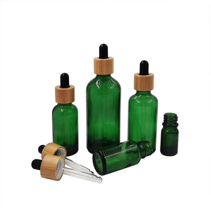 bamboo packaging cosmetics 15ml 30ml 60ml 100ml glass toner bottle with wood dropper cap