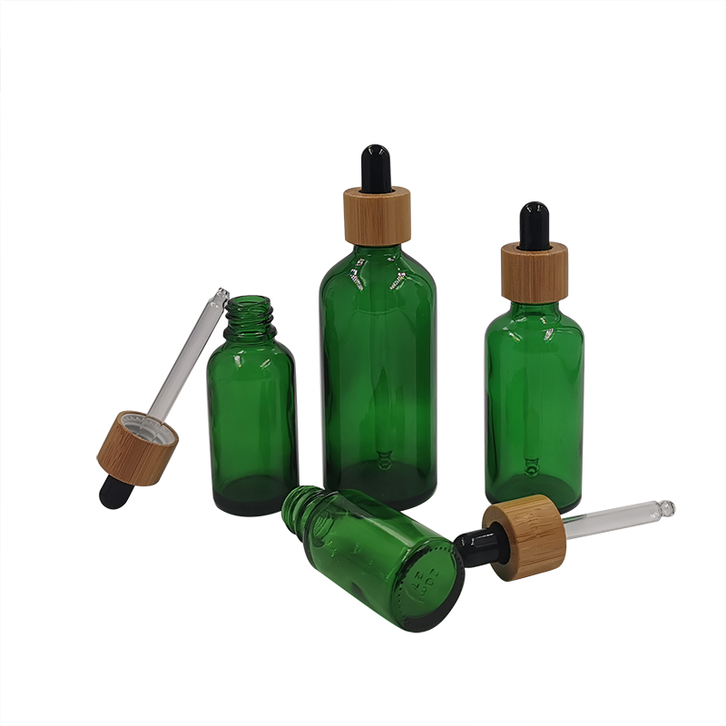 bamboo packaging cosmetics 15ml 30ml 60ml 100ml glass toner bottle with wood dropper cap