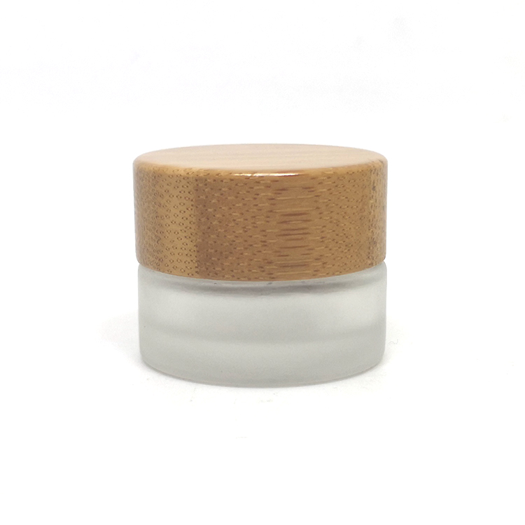 bamboo packaging empty cosmetic cream glass container 15g 30g 50g 100g wood lid frosted glass jars