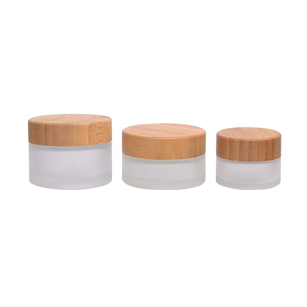 bamboo packaging empty cosmetic cream glass container 15g 30g 50g 100g wood lid glass jar bamboo lid cosmetic jar