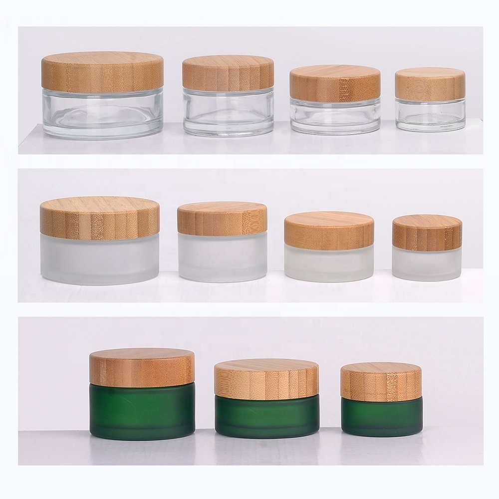 bamboo packaging empty cosmetic cream glass container 15g 30g 50g 100g wood lid glass jar bamboo lid cosmetic jar
