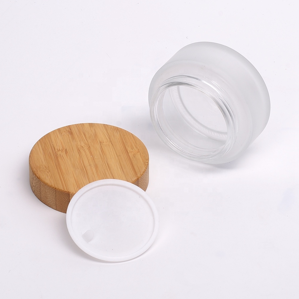 bamboo packaging empty cosmetic cream glass container 15g 30g 50g 100g wood lid glass jar bamboo lid cosmetic jar