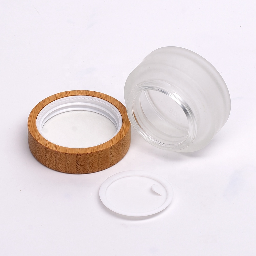 bamboo packaging empty cosmetic cream glass container 15g 30g 50g 100g wood lid glass jar bamboo lid cosmetic jar