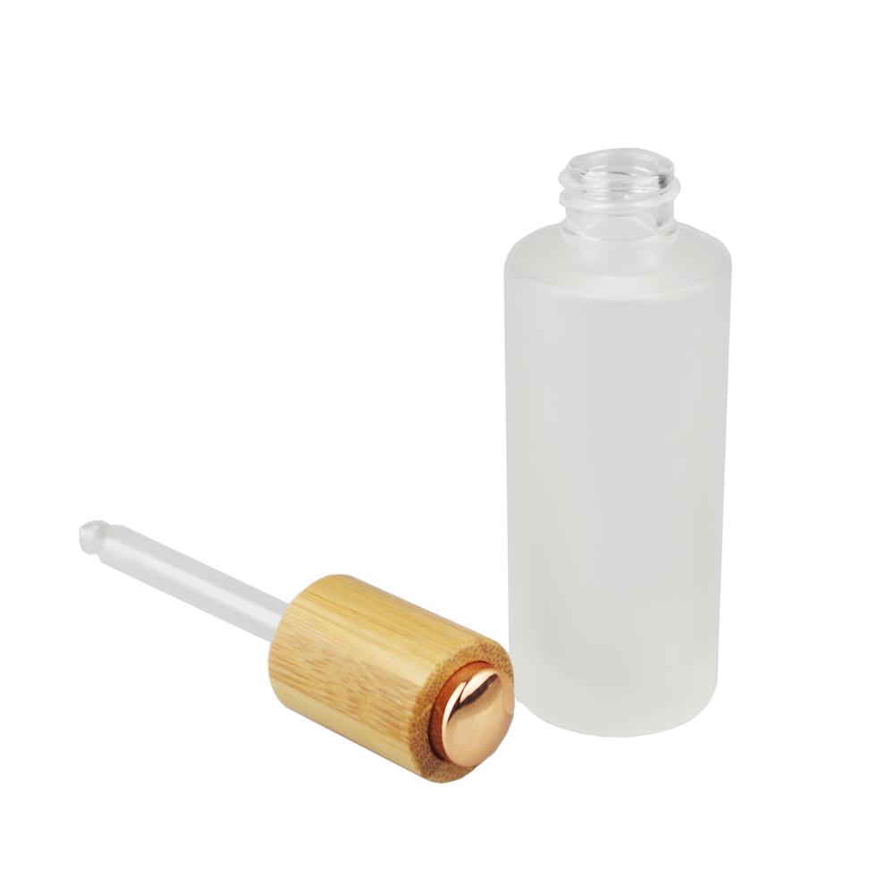 bamboo series frost glass cosmetic cream jar dropper bottle lotion spray nail polish glass bottle with bamboo cap lid