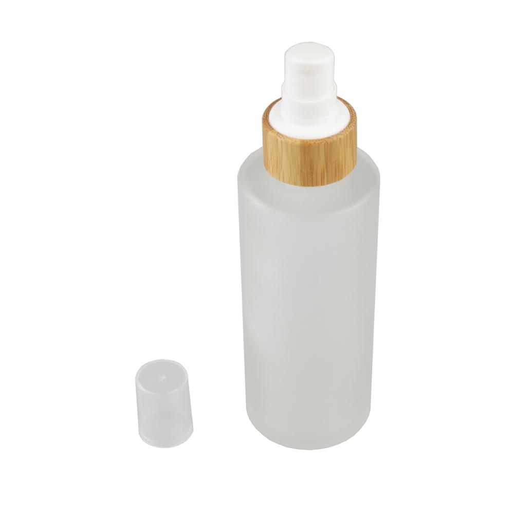 bamboo series frost glass cosmetic cream jar dropper bottle lotion spray nail polish glass bottle with bamboo cap lid