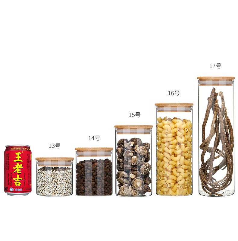 bamboo wood lid cookie food storage big mouth High quality food grade glass jar in stock