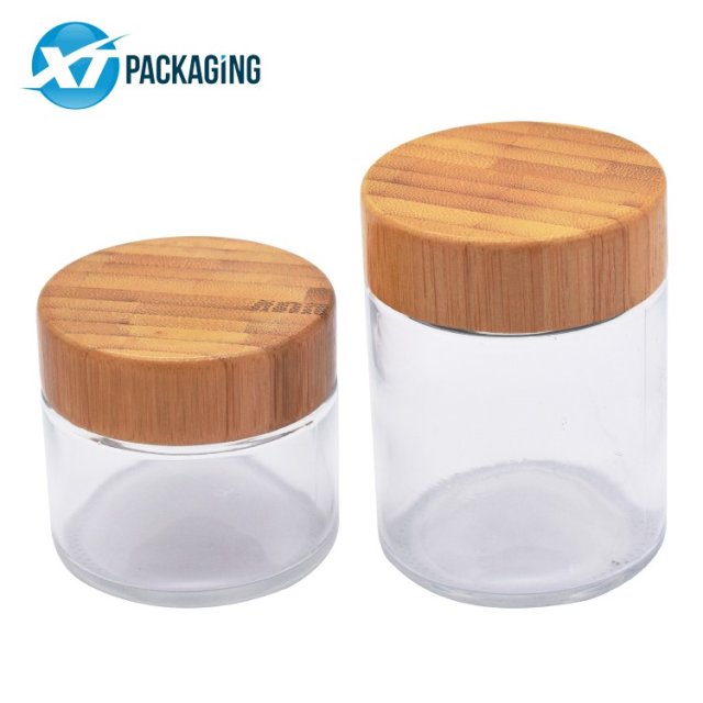 bamboo wood lid cr glass container 100 ml child resistant glass jar with bamboo lid