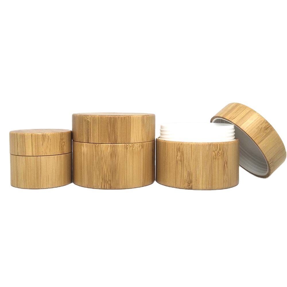 bamboo wooden cosmetic container packaging  5g 10g 15g 20g 30g 50g 100g 150g 200g 250g 300g bamboo cream jar with PP inner