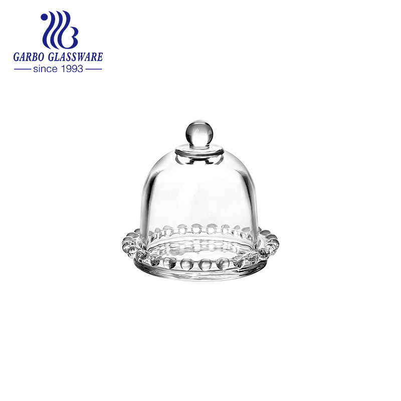 beaded glass round butter dish with lid lemon set for candy jar pot with high quality for kitchenware using home decoration
