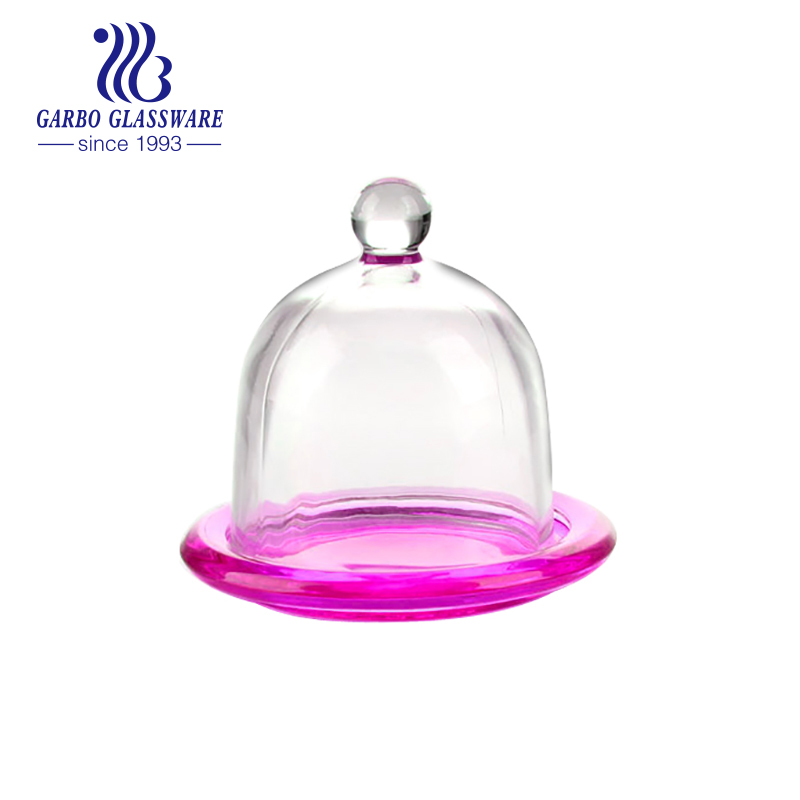 beaded glass round butter dish with lid lemon set for candy jar pot with high quality for kitchenware using home decoration