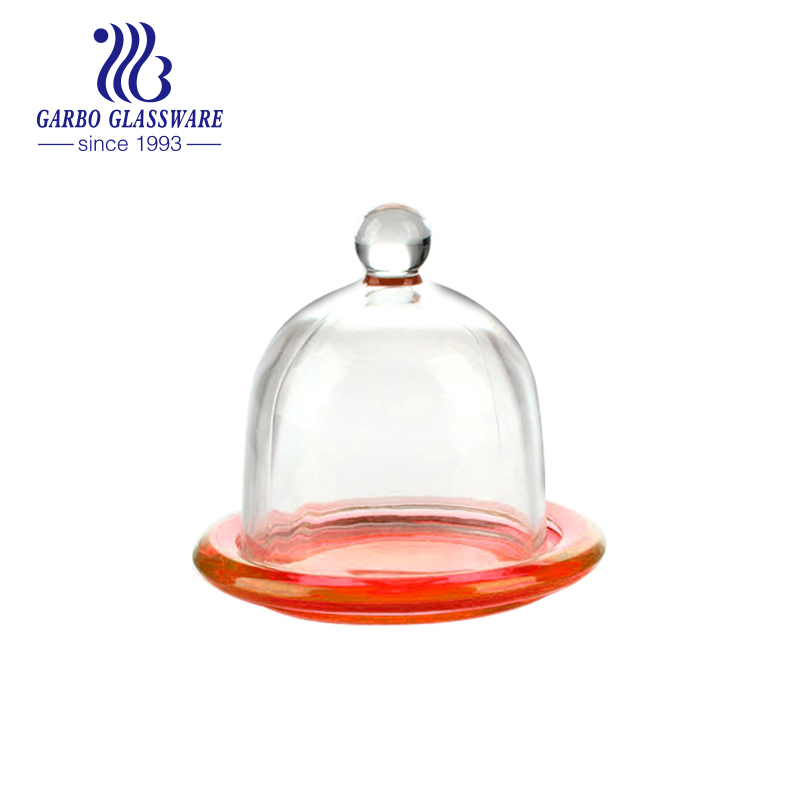 beaded glass round butter dish with lid lemon set for candy jar pot with high quality for kitchenware using home decoration