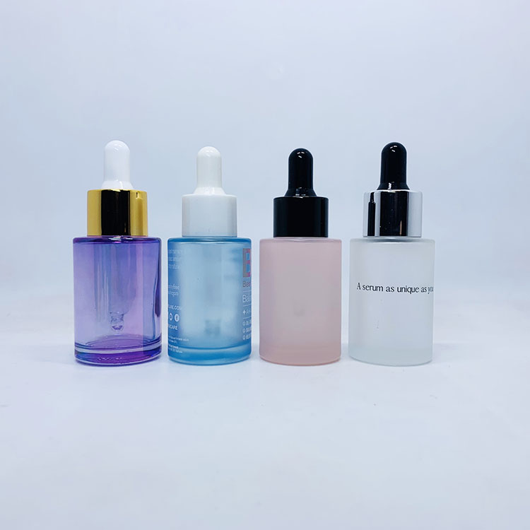 beautiful 1oz colorful frosted pink yellow green flat shoulder glass serum dropper bottles 20ml 30ml 40ml 50ml 60ml 80ml 100ml