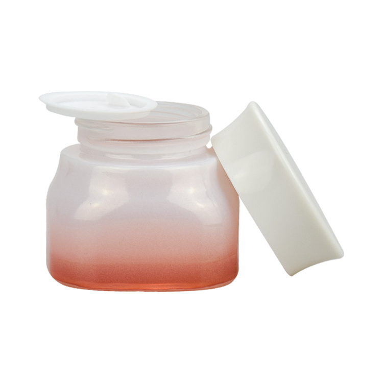beautiful cosmetic lotion containers 50g red white gradient color face masks usage glass jar with shiny white plastic lid