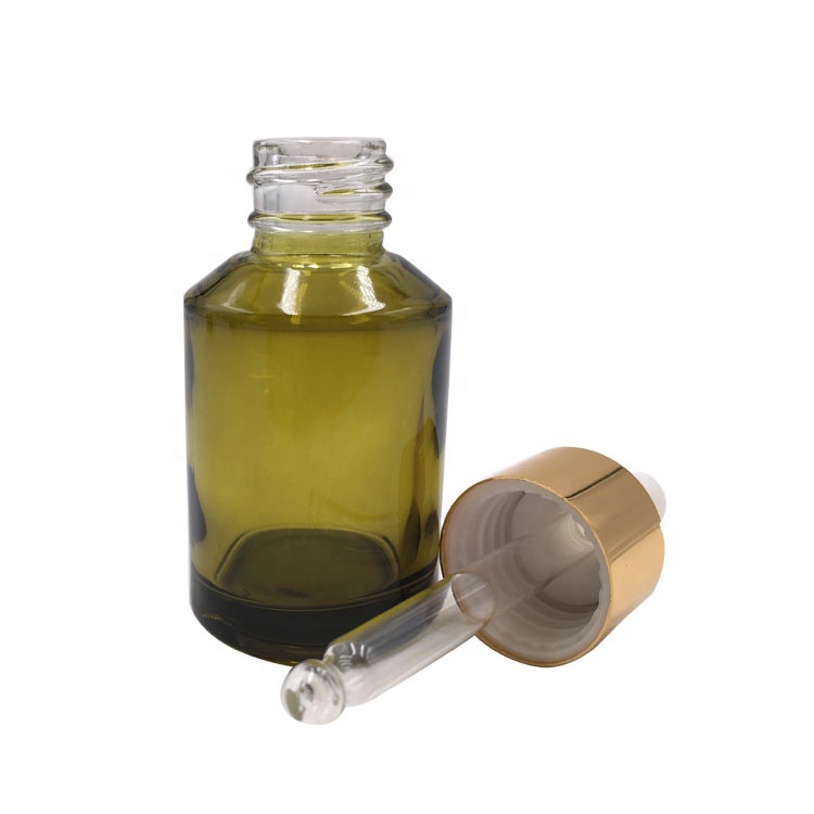 beautiful essential oil serum bottle empty 30ml green glass body aluminum dropper bottle