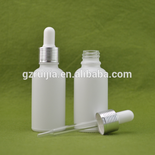 beautiful opaque 30ml glass dropper bottle matte white for eliquid ejuice with rolling ring cap
