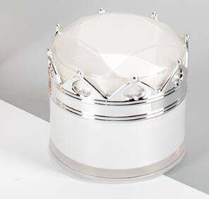 beautiful pearl white crown cosmetic jar small plastic container packaging in stock
