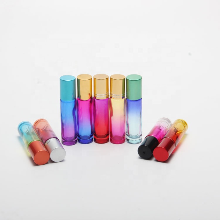 beautiful perfume / essential oil bottle packaging empty thick wall gradient glass roller bottles 10ml