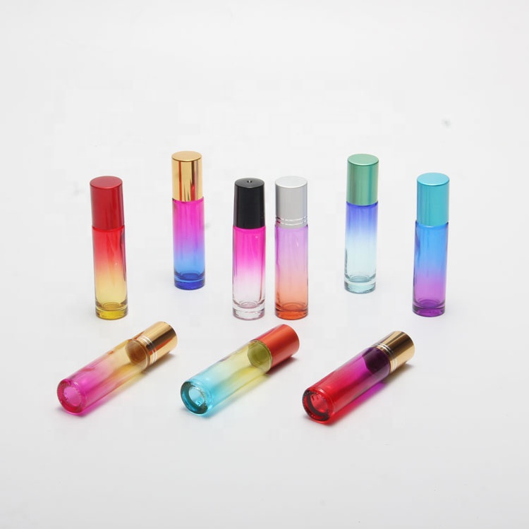 beautiful perfume / essential oil bottle packaging empty thick wall gradient glass roller bottles 10ml
