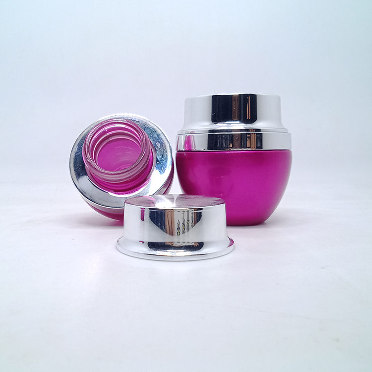beautiful pink 20g 30g 50g oval shaped glass cosmetic container cream jars with shiny silver lid