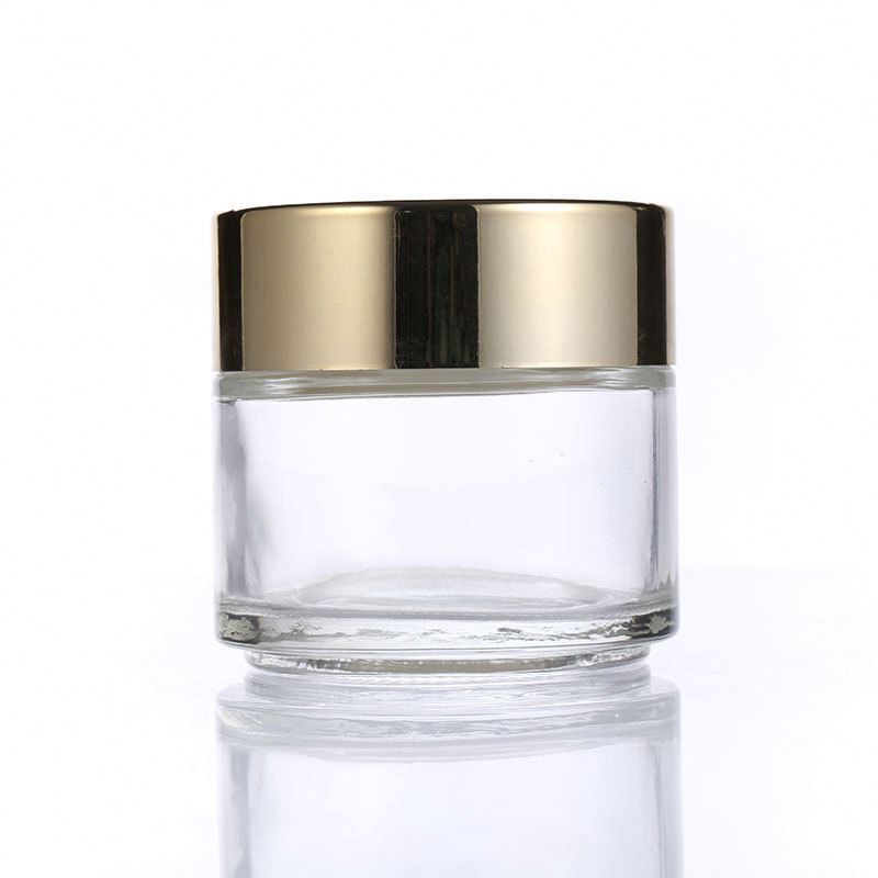 beauty bottle 30g 50ml 100ml 200ml 300ml clear blue green glass cosmetic cream jar with aluminum gold lid