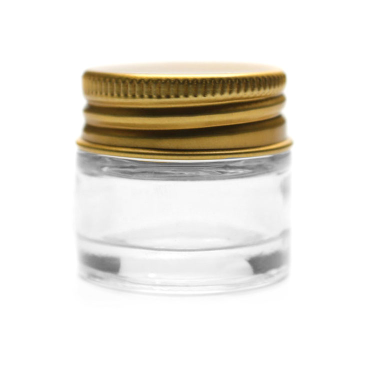beauty packaging 10g 5g lip scrub container glass with golden aluminium lid