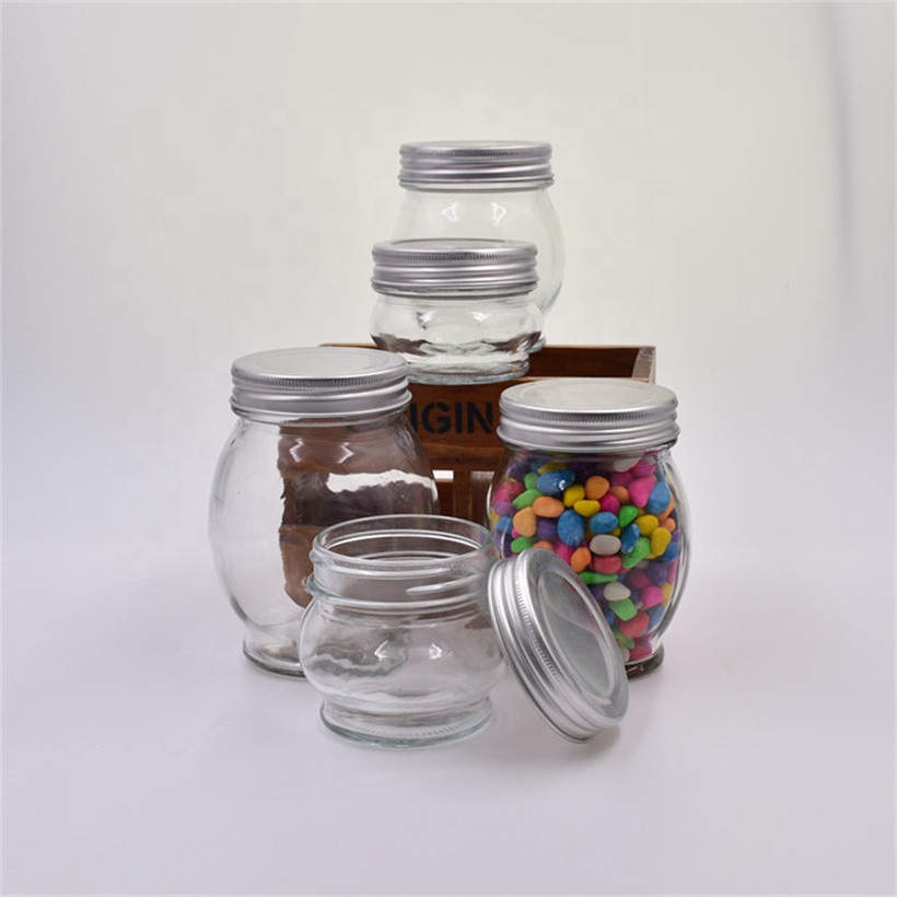bee 140ml clear round food cans candy caviar bottle chili sauce pickle glass jar honey jam screw metal lid tinplate