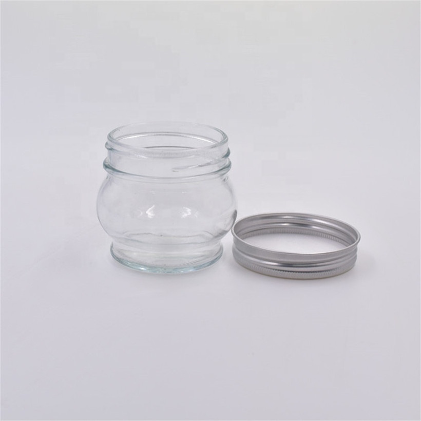 bee 140ml clear round food cans candy caviar bottle chili sauce pickle glass jar honey jam screw metal lid tinplate