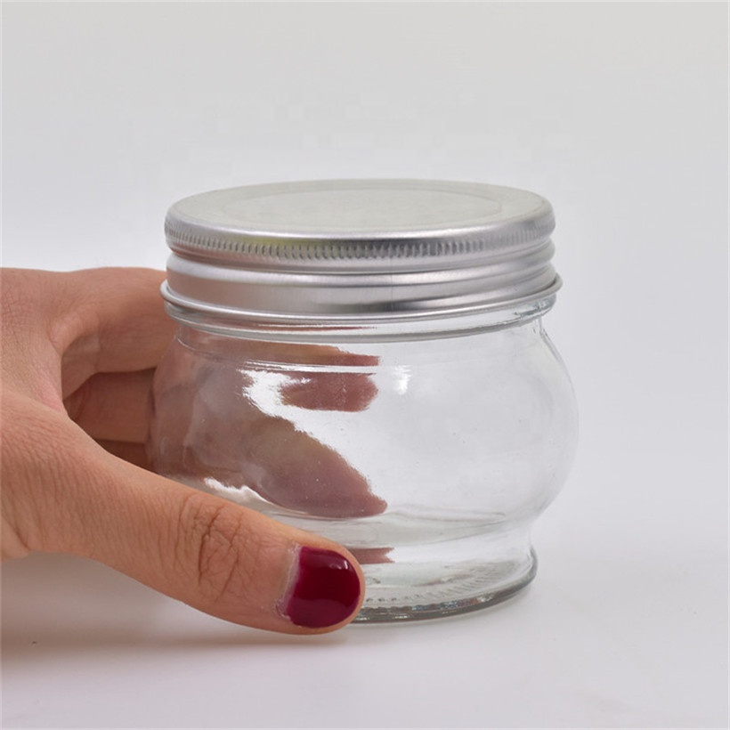 bee 140ml clear round food cans candy caviar bottle chili sauce pickle glass jar honey jam screw metal lid tinplate