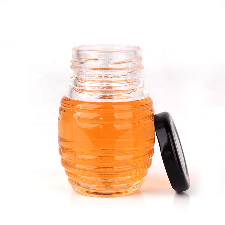 beehive glass honey jar 380ml with metal cap