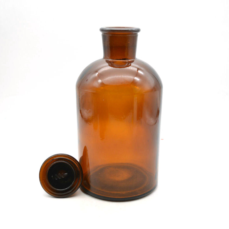 best glass reagent bottle 1000ml narrow mouth amber reagent bottle Small mouth brown reagent bottle