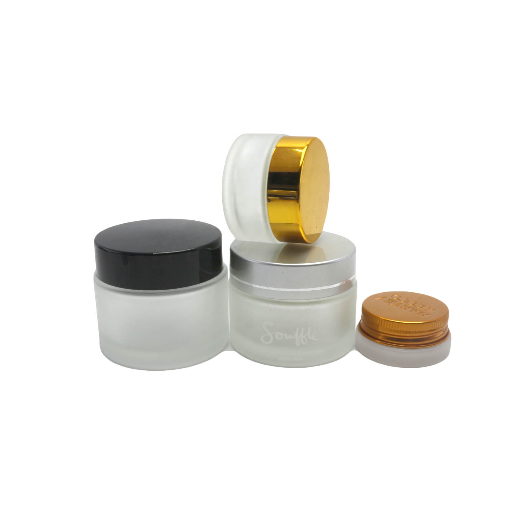 best price 15g 30g 50g frosted clear cosmetic glass jar with gold screw cap GJ-CC49