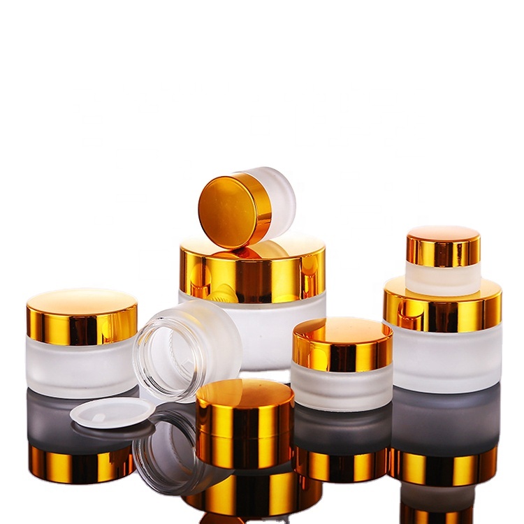 best price 15g 30g 50g frosted clear cosmetic glass jar with gold screw cap