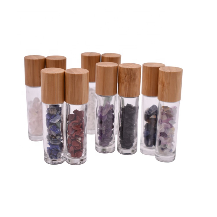 best quality young living nature bamboo cap 10ml fancy gemstone jade roller bottles for perfume