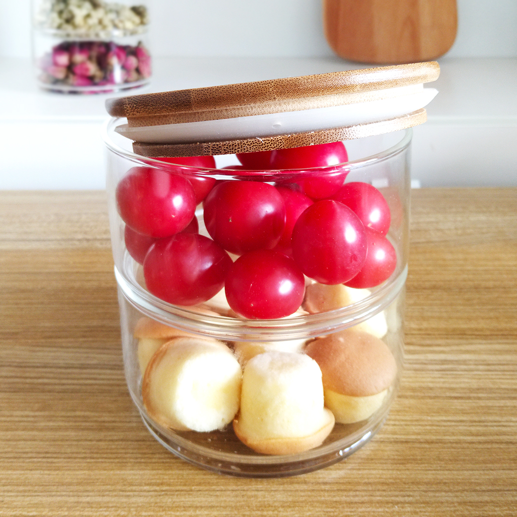 best sell 400ml 3 tire glass jar set kitchen food stack jar with lid
