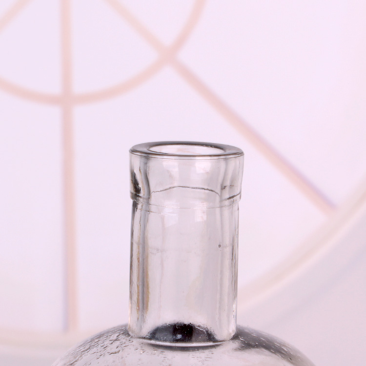 best seller round transparent 750ml glass wine bottle for liquor whisky with cork stopper