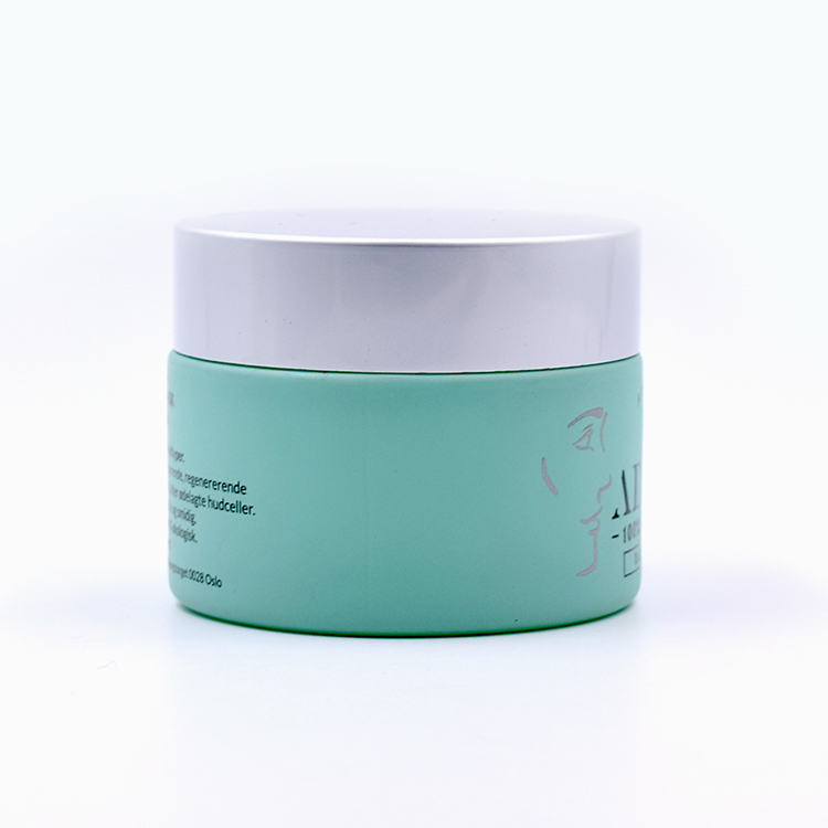 betiful costom printing logo green glass jar with matte silver aluminum screw lid 15g 20g 30g 50g 100g face eye cream jar