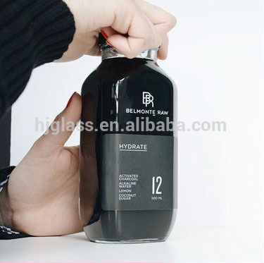 beverage bottle 8oz 250ml glass fruit juice bottle glass bottle with black plastic lid for fruit juice beverage