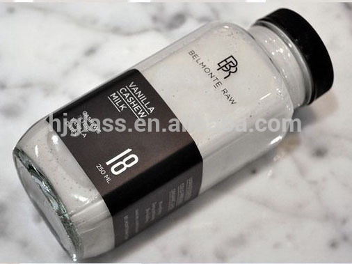 beverage bottle 8oz 250ml glass fruit juice bottle glass bottle with black plastic lid for fruit juice beverage