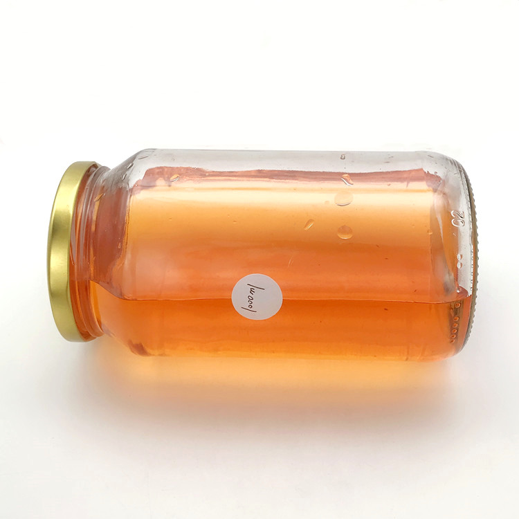 big 1000ml 1liter round clear glass food jar container with metal lid