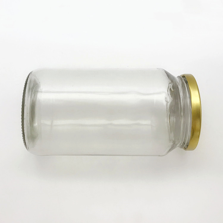 big 1000ml 1liter round clear glass food jar container with metal lid