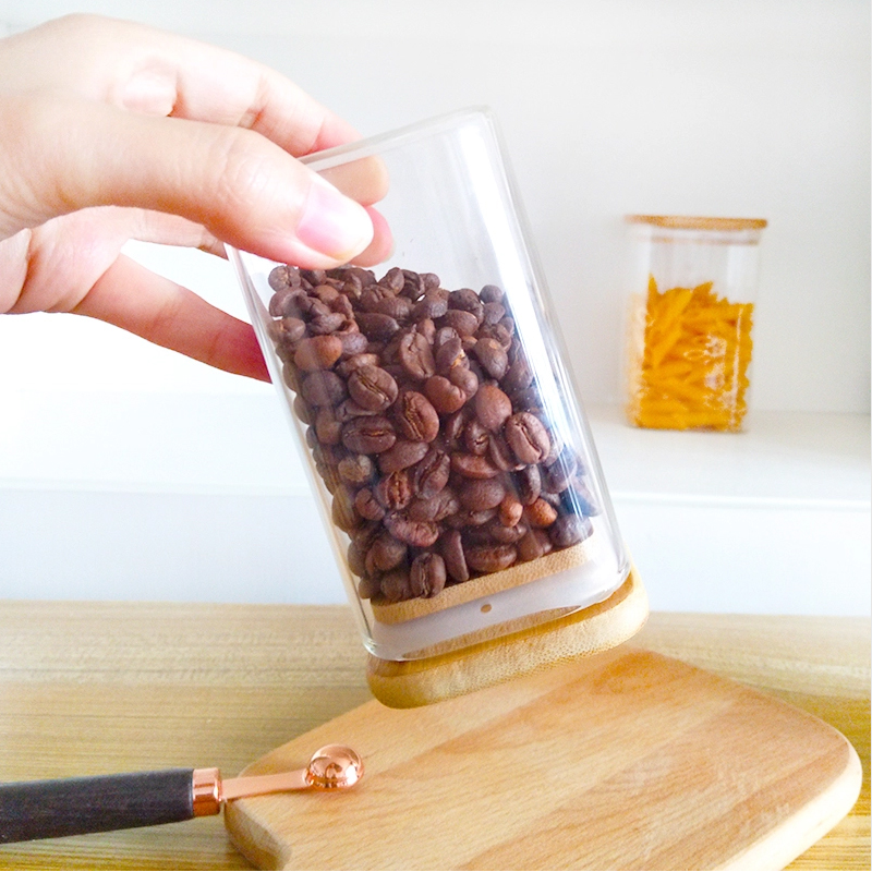 big glass cookie jars / bamboo lid glass container / tall glass spaghetti jar
