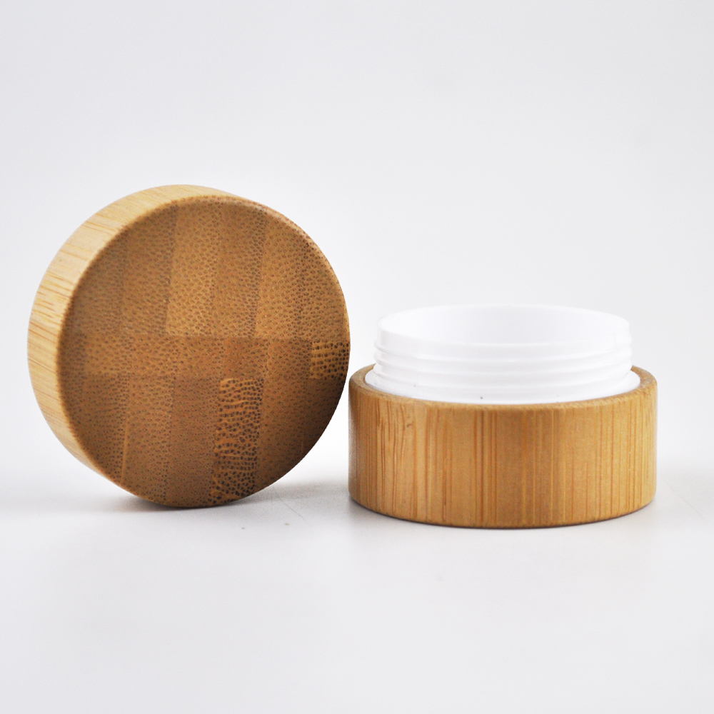 big size 200g 8 oz 250g bamboo outside plastic inner cosmetic jars