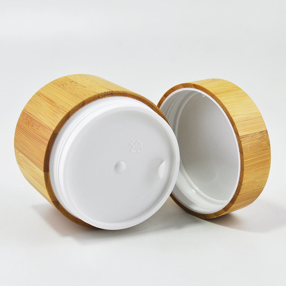 big size 200g 8 oz 250g bamboo outside plastic inner cosmetic jars